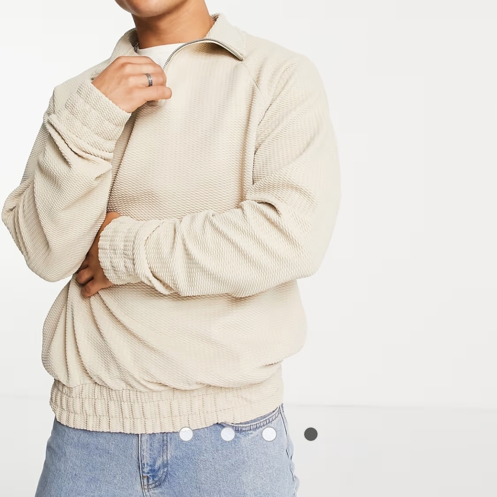 Top Man Cream Ribbed Pullover Sweater